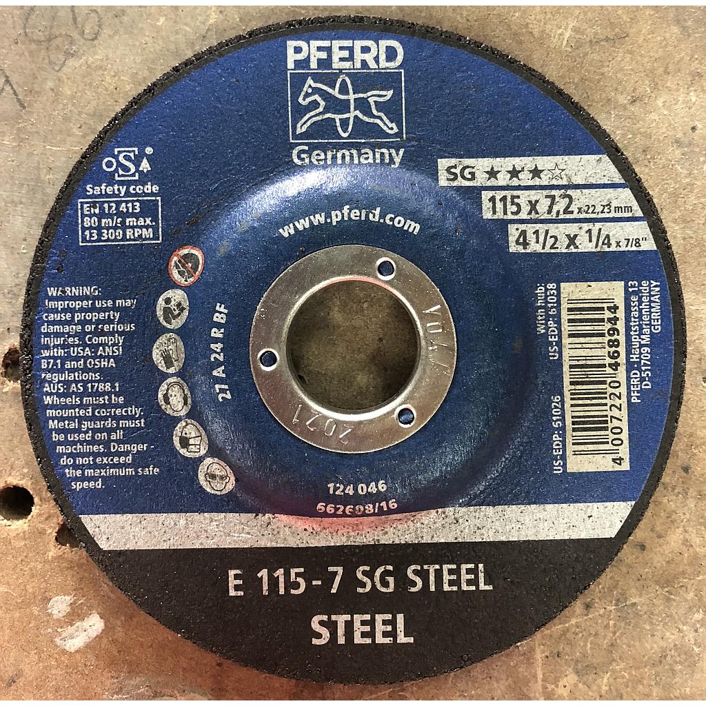 Disco Esmeril Desbastante metal 4-1/2x 1/4 Pferd 09361